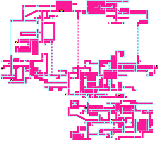 The in-game map of the planet Zebes in Super Metroid, which gets filled out as you explore. It's a tangled mess, but it's YOUR tangled mess.